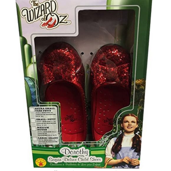 Kids Wizard of Oz Dorothy Glitter Costume Red Shoes - Large - Picture 1 of 2